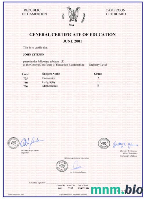 Cameroon general certyfikat of education